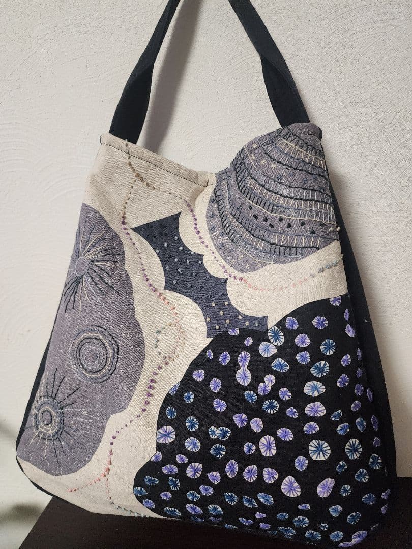 ★★★新作　モノトーン系　エチノ生地に刺し子　一点物　センソユニコ慈雨等