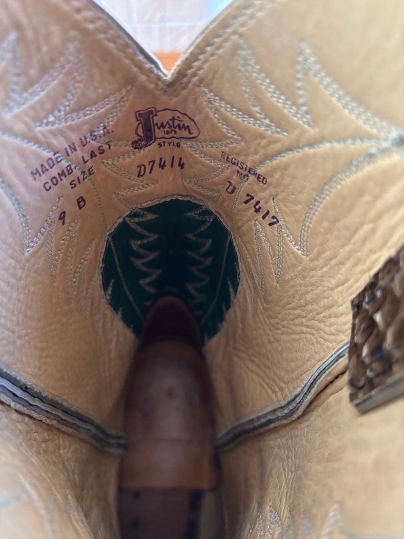 Justin ジャスティン D7414 パイソン USA製 ウエスタンブーツ