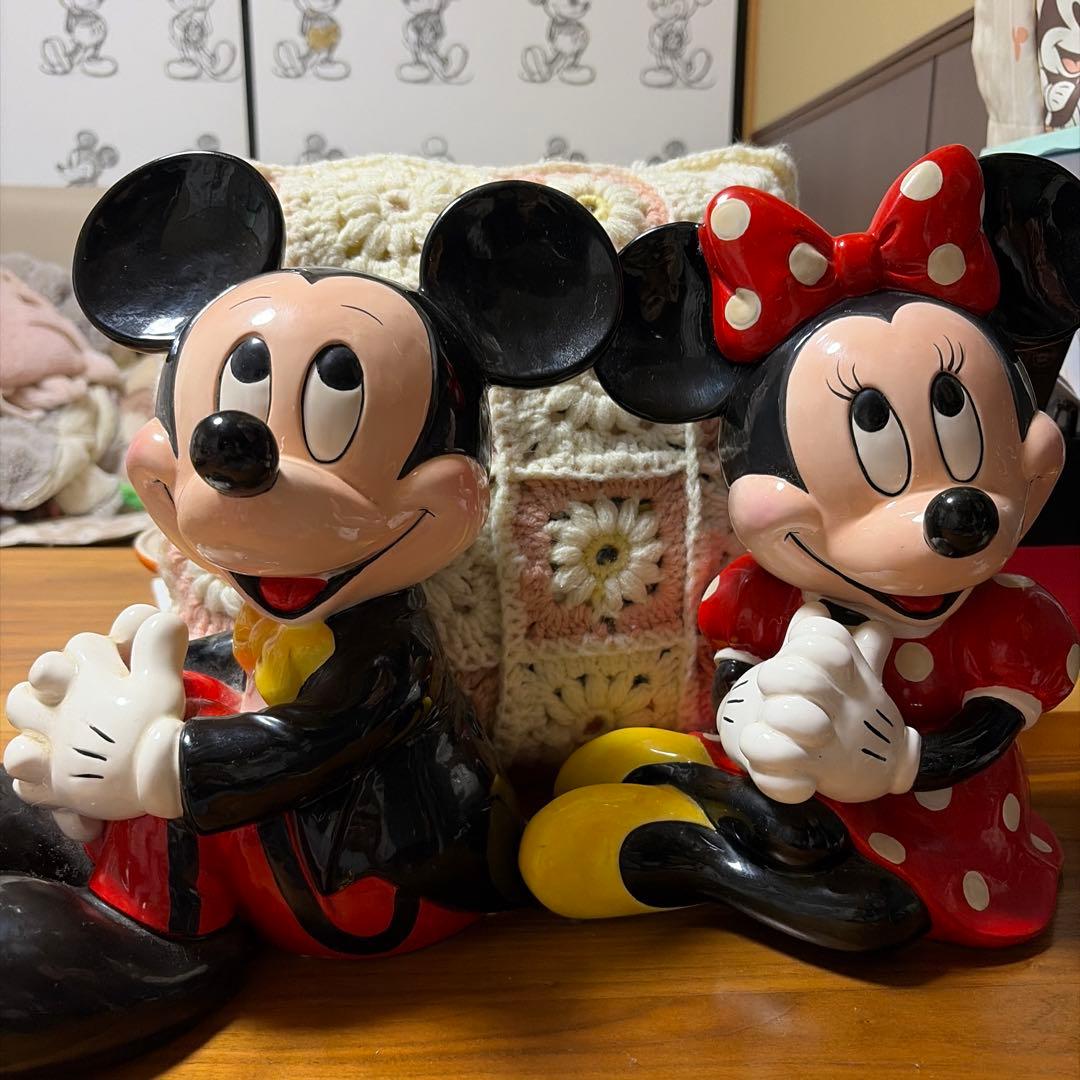 ディズニー　ミッキー　ミニー 陶器　特大　フィギュア　ビンテージ値下げしました