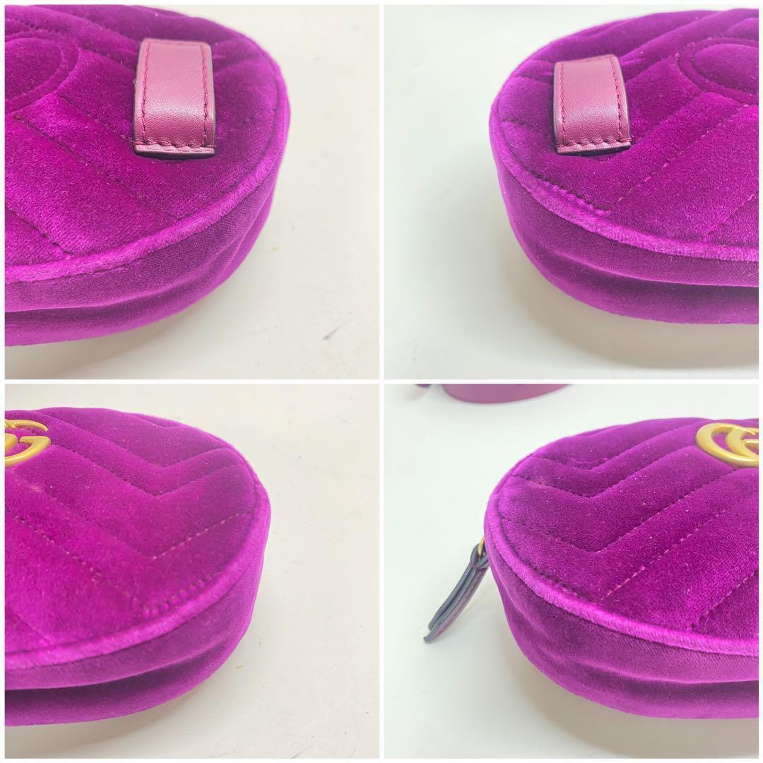 【美品】GUCCI マーモント ベロア ボディバッグ ウエストポーチ パープル