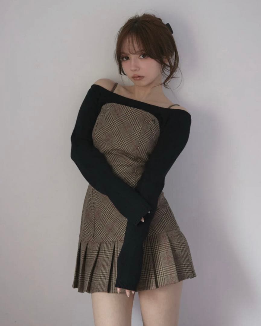 ワンピース andmary selena check mini dress