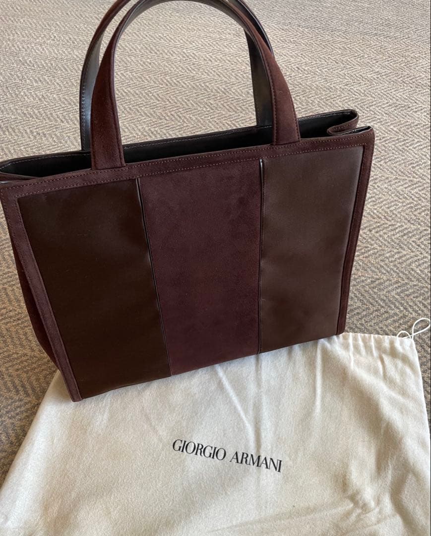 【美品】Giorgio Armani ダークブラウン ハンドバッグ