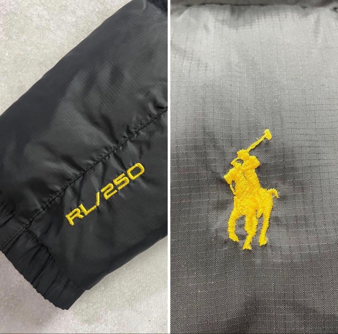 ポロラルフローレン ポニー刺繍　ロゴダウンジャケット メンズ 黒黄