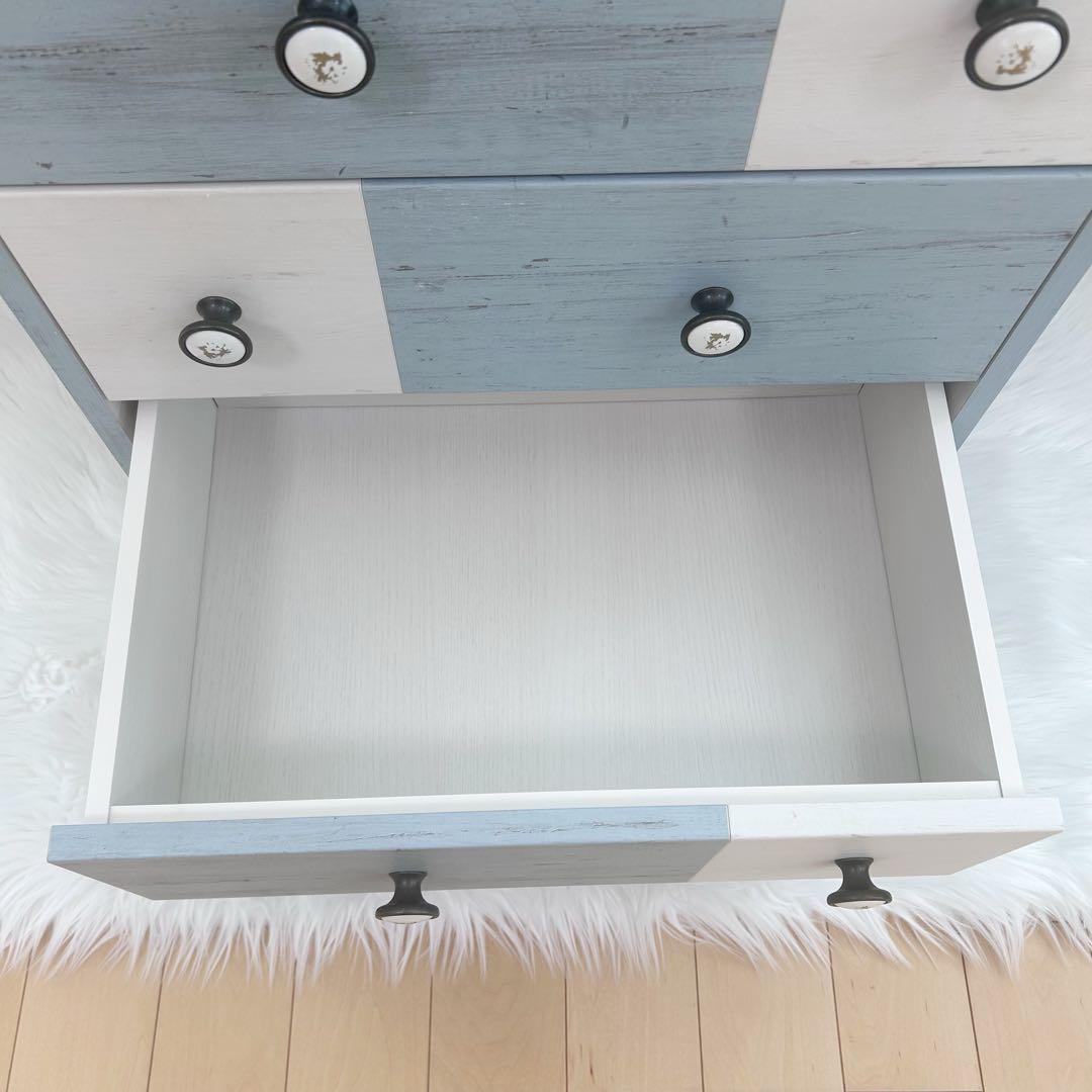 白井産業　フレンチシャビー チェスト　フレンチカントリー　ペールブルー　北欧