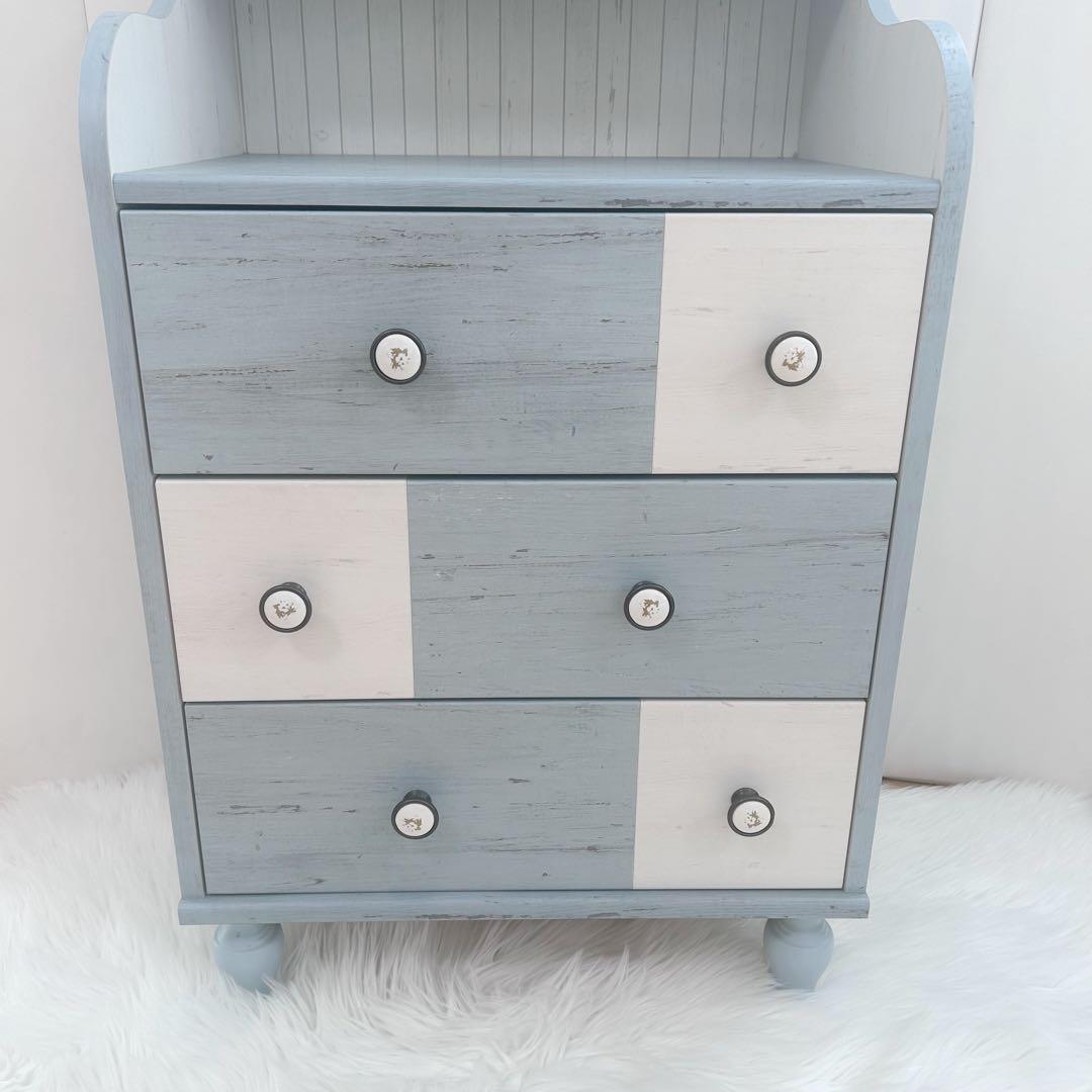 白井産業　フレンチシャビー チェスト　フレンチカントリー　ペールブルー　北欧