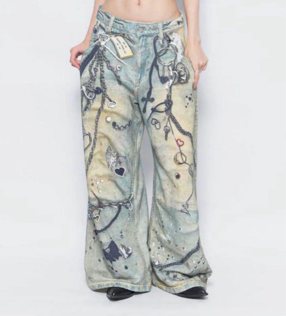 パンツ THEREDTHREAD S print sweat1 toys blue