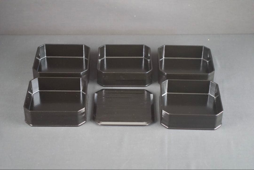 漆匠 鈴木表朔造 一閑塗縁高重 共箱 茶道具 懐石 美品