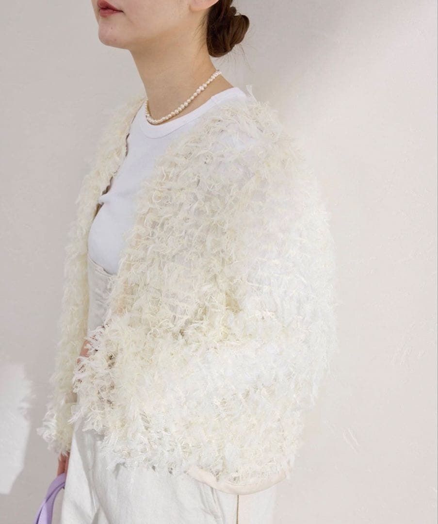 【IENA】チュールテープカーディガン