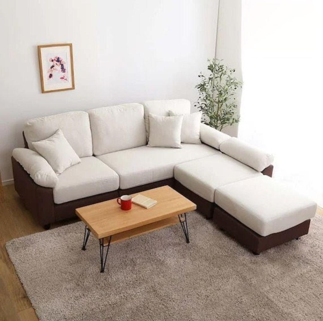 5人掛けコーナーカウチソファ 布張りツートンタイプ (IV) ニトリ