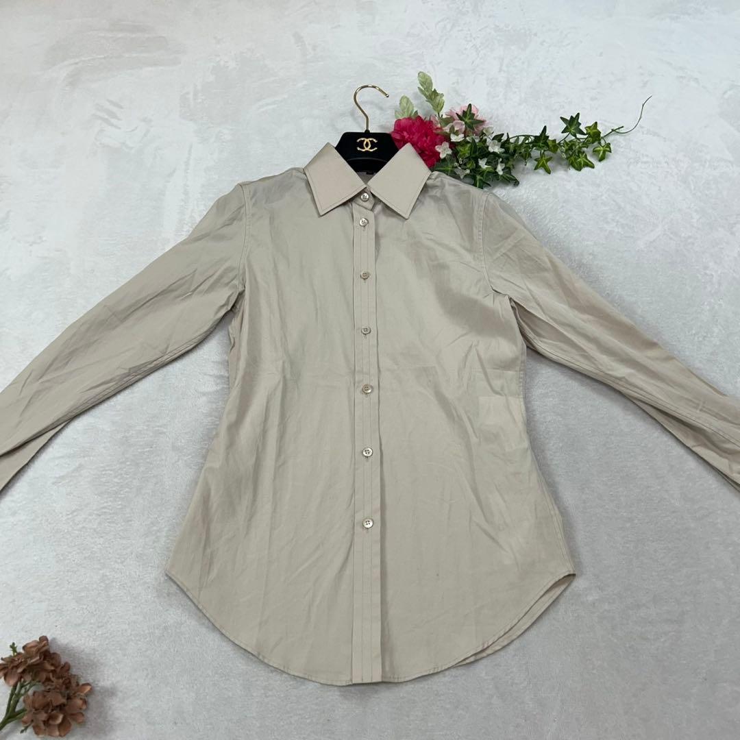 J908 新品未使用 M グッチ イタリア製 長袖 シャツ ベージュ レディース