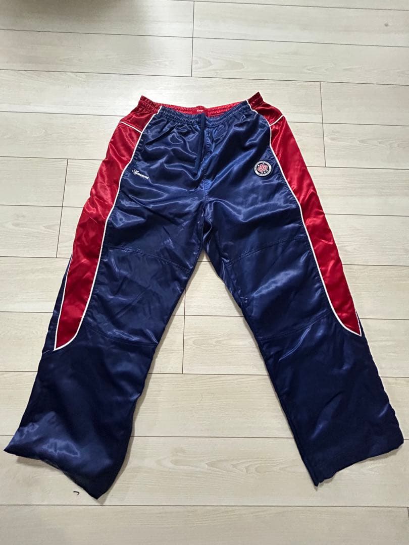 Supreme シュプリーム　トラックパンツ　サテン　ズボン　ジャージ　ネイビー