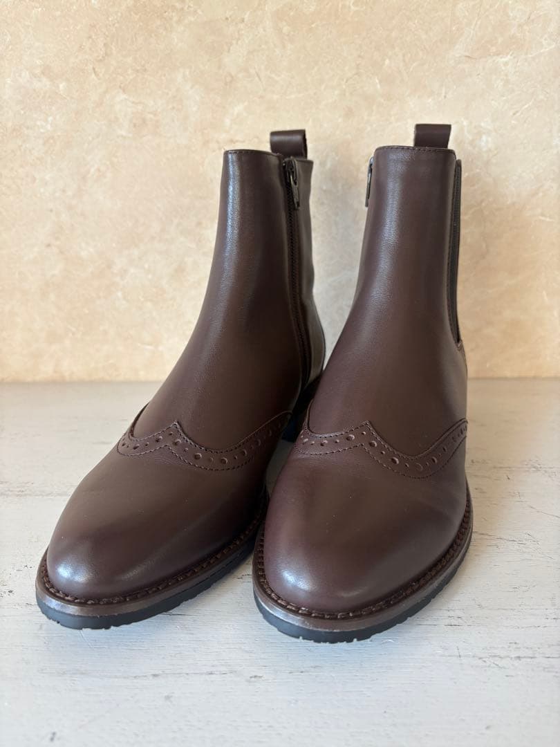 新品 あしながおじさん ブーツ 24.0 茶 サイドゴア