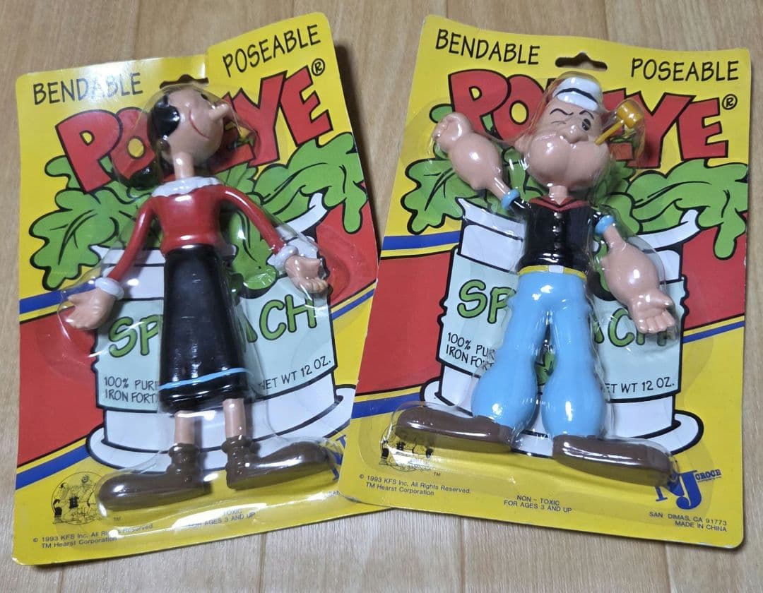 1993年製　激レア品　ポパイ&オリーブ 可動式フィギュアセット　高さ約18cm