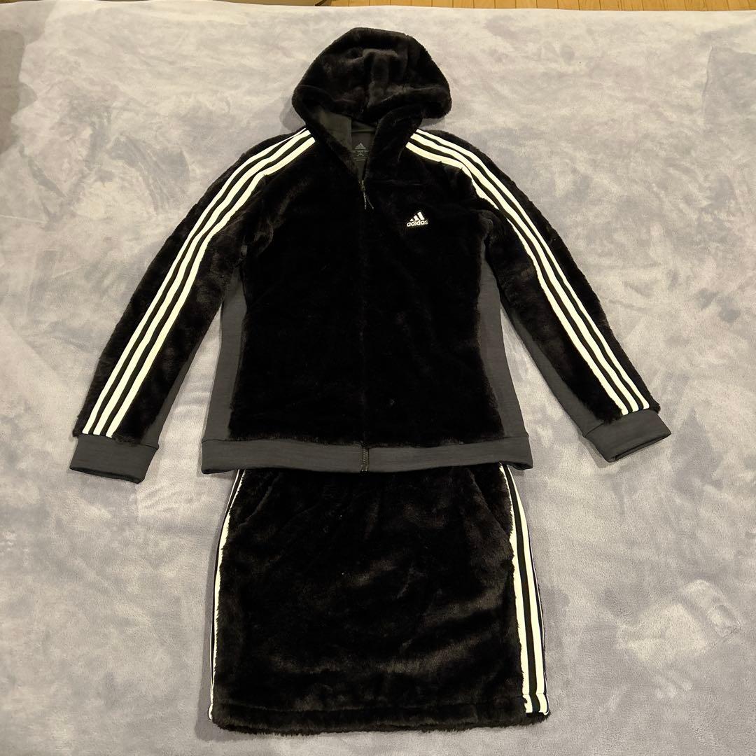 adidas フリースセットアップ L 黒