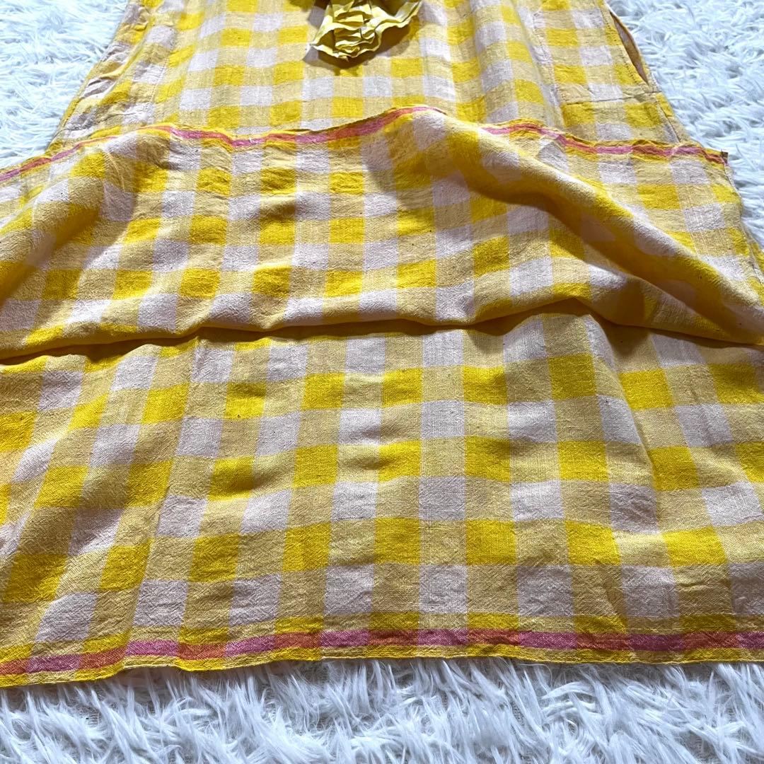 ドーザ　チェック　フリル　ワンピース ノースリーブ　花柄　３サイズ