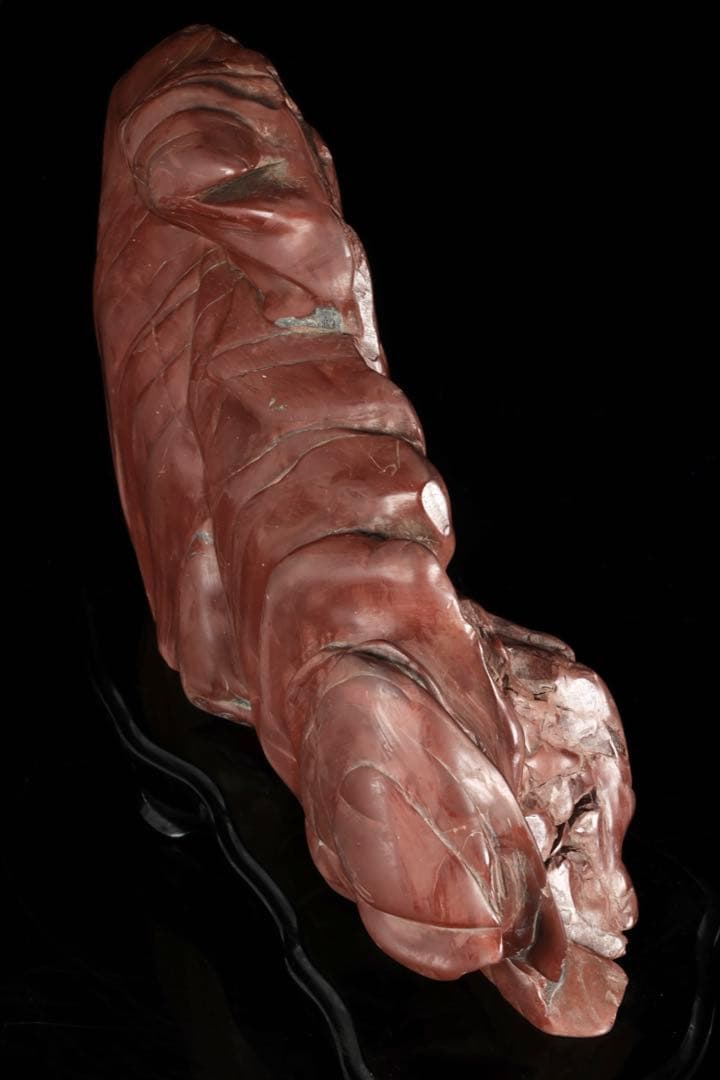 赤石 赤色天然石 レバー鑑賞石 水石 原石 鑑賞石 飾石 美石 台座付