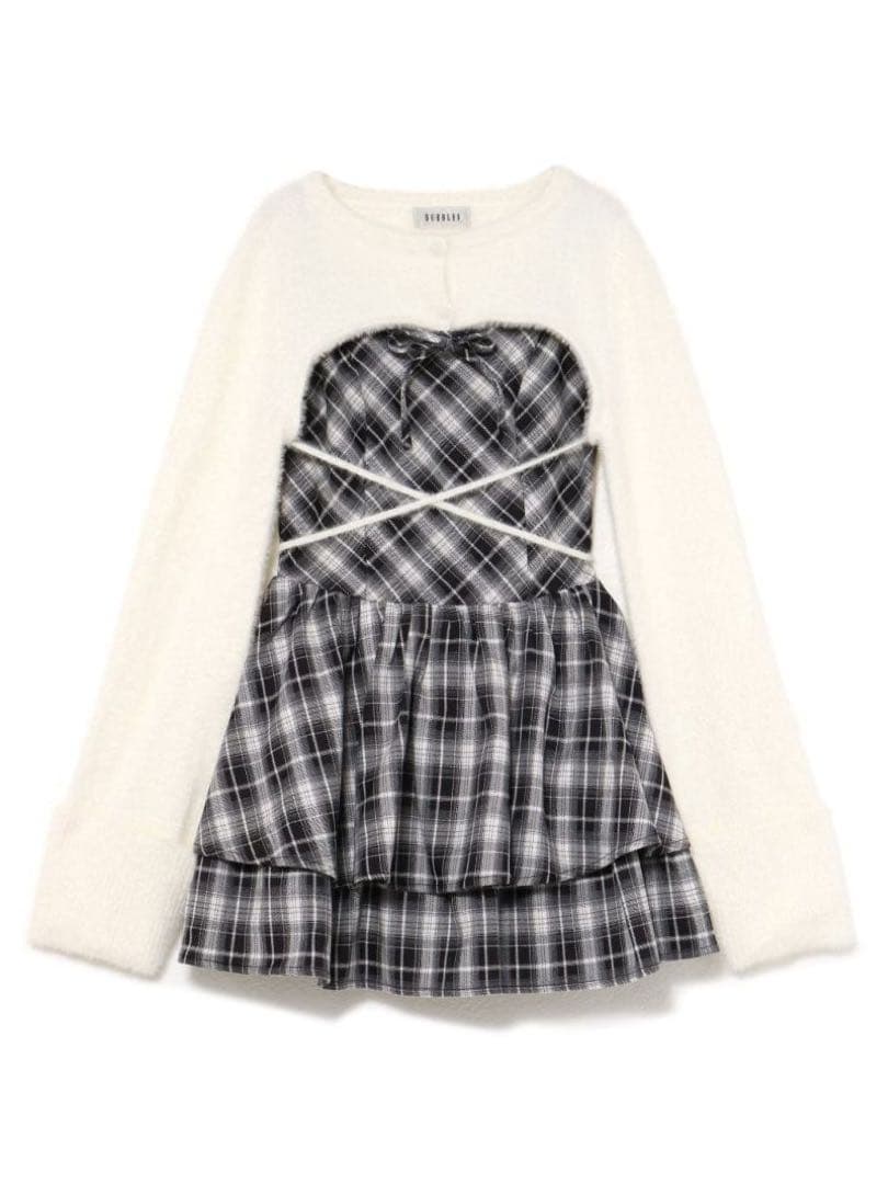 BUBBLES オープンネックギャザーワンピース ブラック Sサイズ