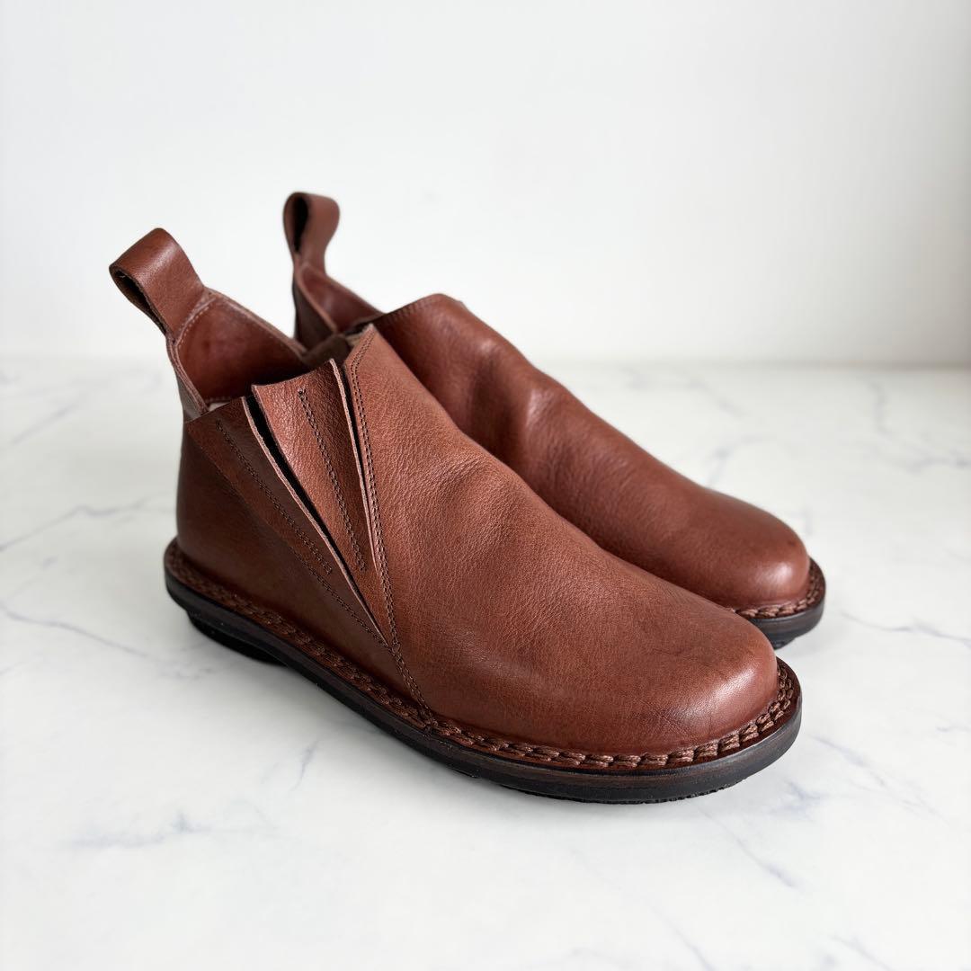 極美品 トリッペン キンキー ショートブーツ サイドゴア レザー ブラウン