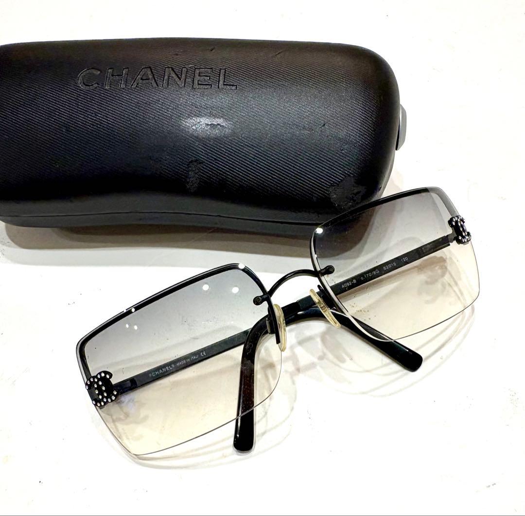 シャネル☆サングラス　ロゴ　ラインストーン　ココマーク　眼鏡4092 リムレス