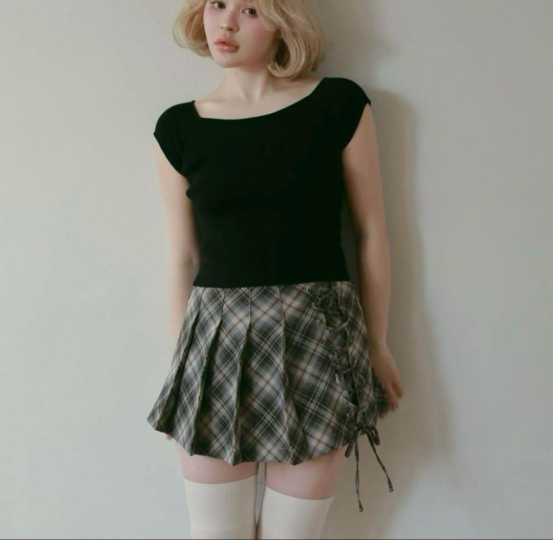 andmary Sonia lace up mini skirt ブラウン