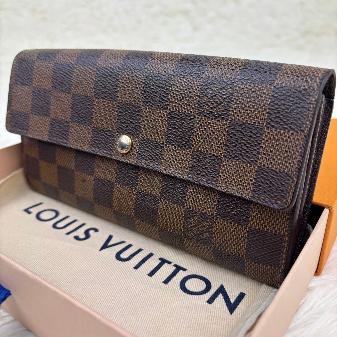 美品！ルイヴィトン 長財布 ダミエ エベヌポルトフォイユ サラ カード10枚収納