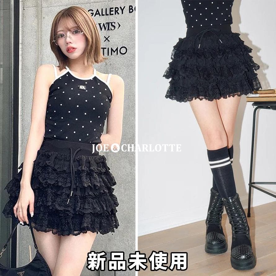 ダーリッチ darich ボリュームレースフレアミニスカート BLK FREE
