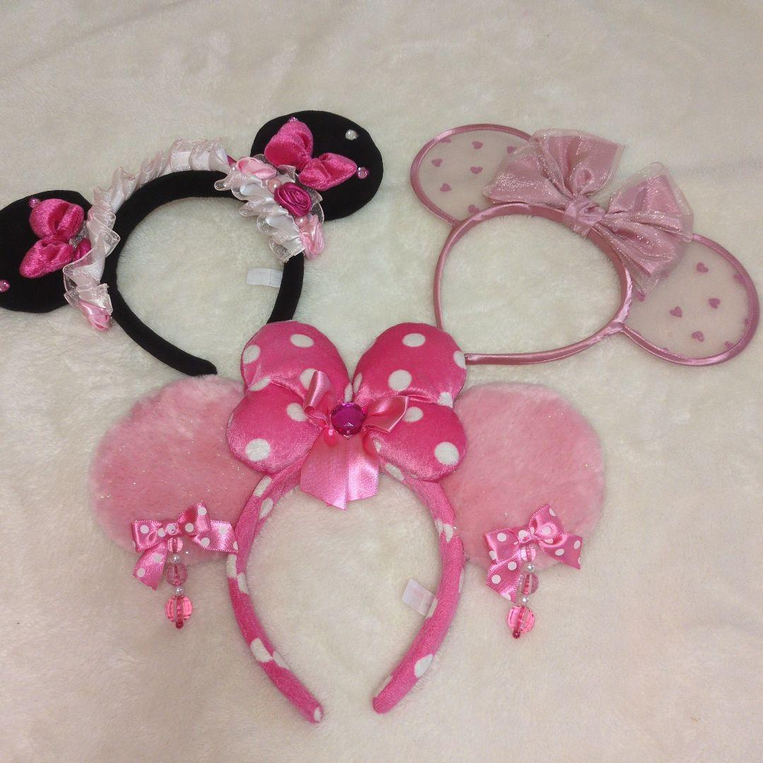 ミニーちゃんカチューシャ3点セット　　　　　　※1回のみ使用目立つ傷や汚れ無し。