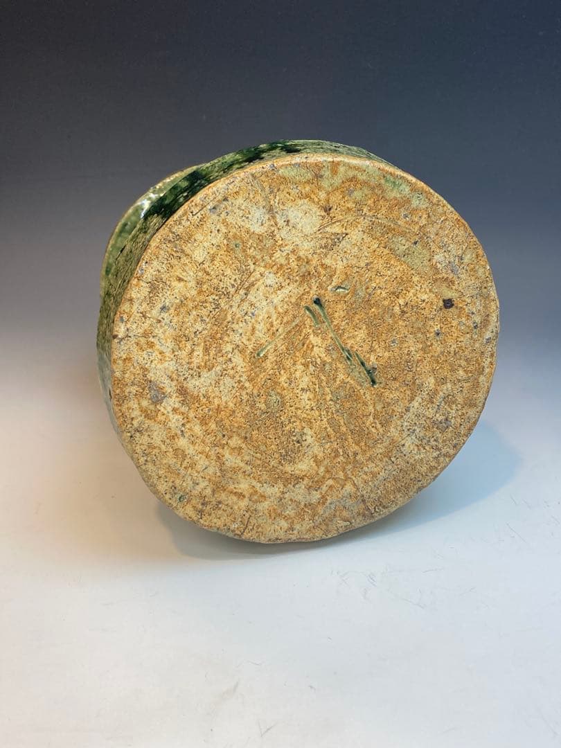 岡部嶺男 作 織部花入 花瓶 合箱 茶道具