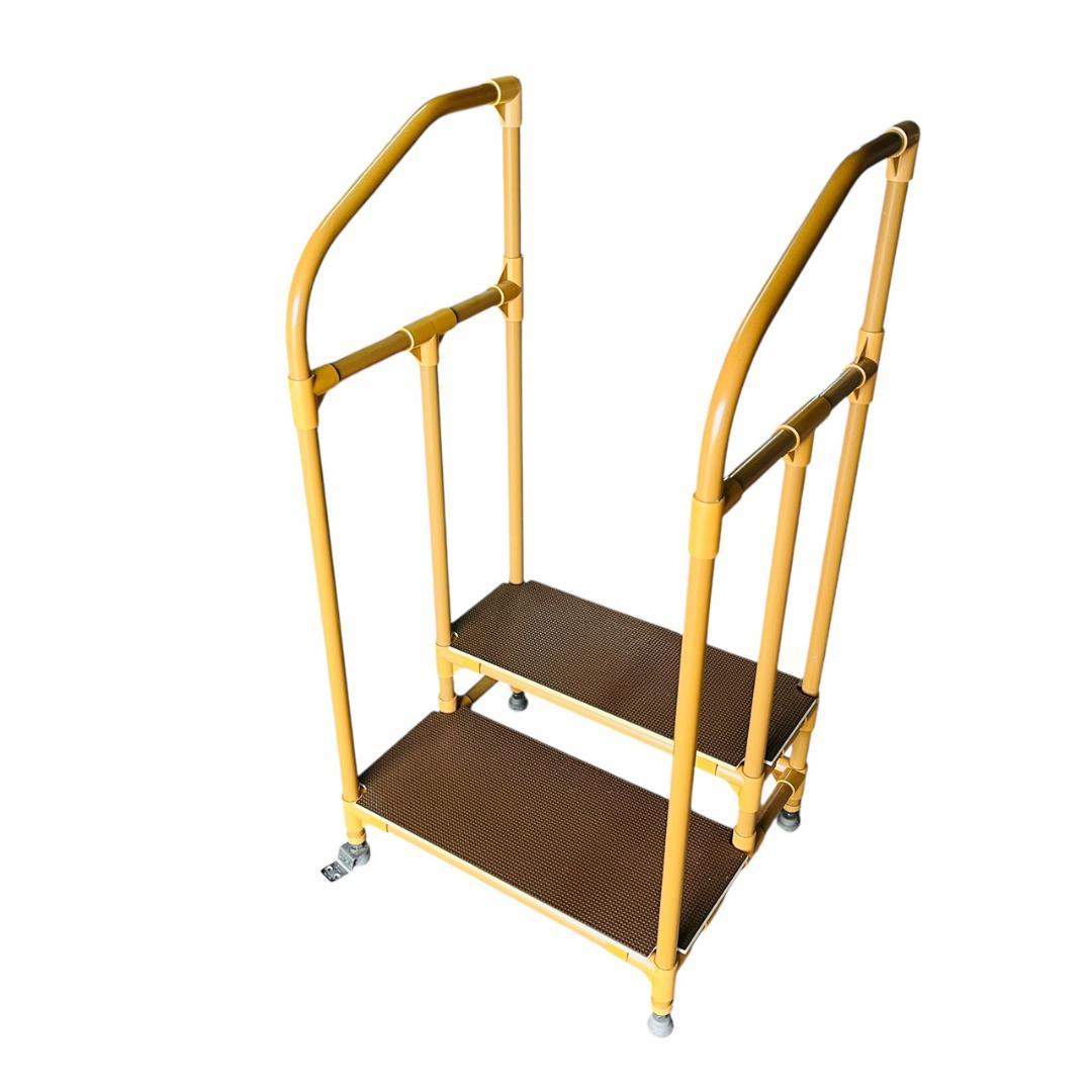 矢崎化工 手すり付ステップ台 ユニットタイプ 2段 ブラウン 手摺 介護用品