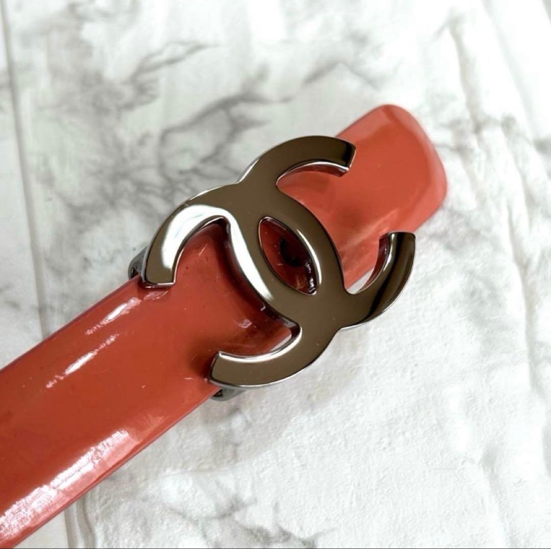 CHANEL シャネル　ベルト　ココマーク　エナメル　レザー