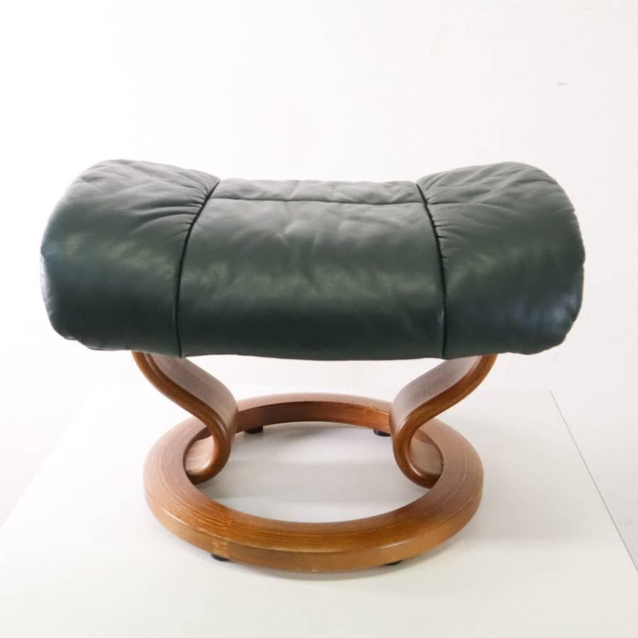 値下ストレスレスチェア用「レノ」オットマン スツール ダークグリーン 本革