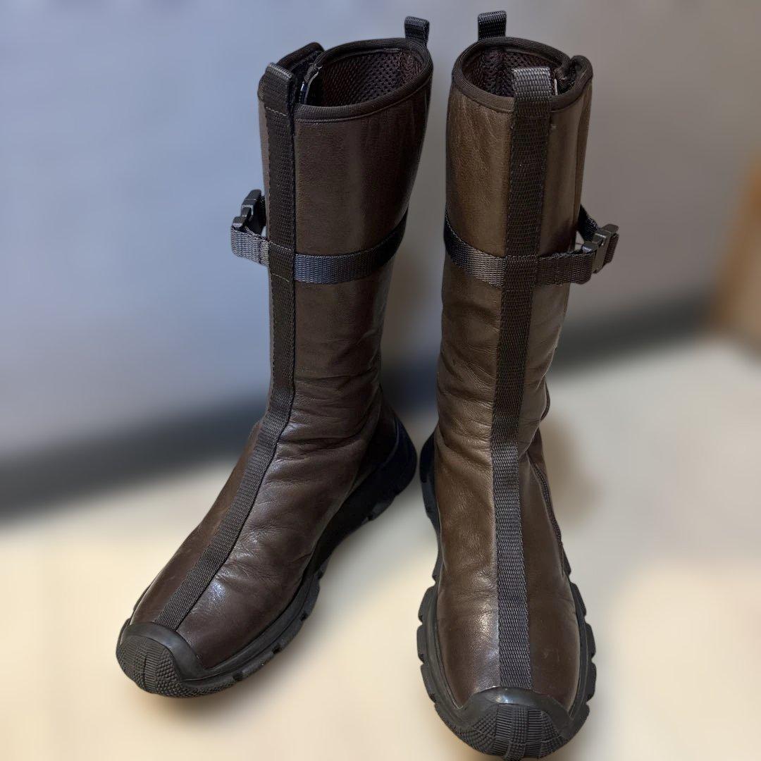 美品　miumiu ブラウンレザーブーツ ジッパー付き　36