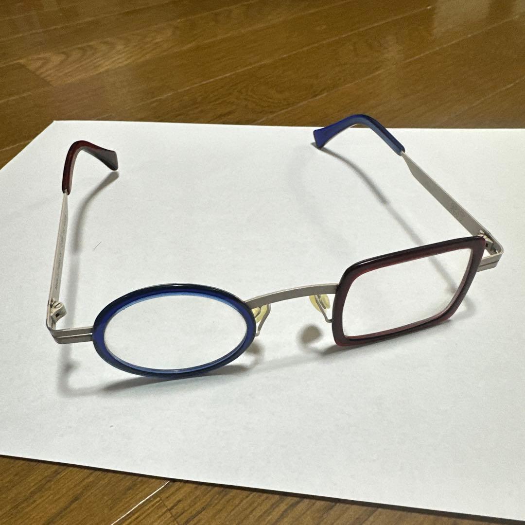 ファッション・伊達メガネ 青赤コンビネーション