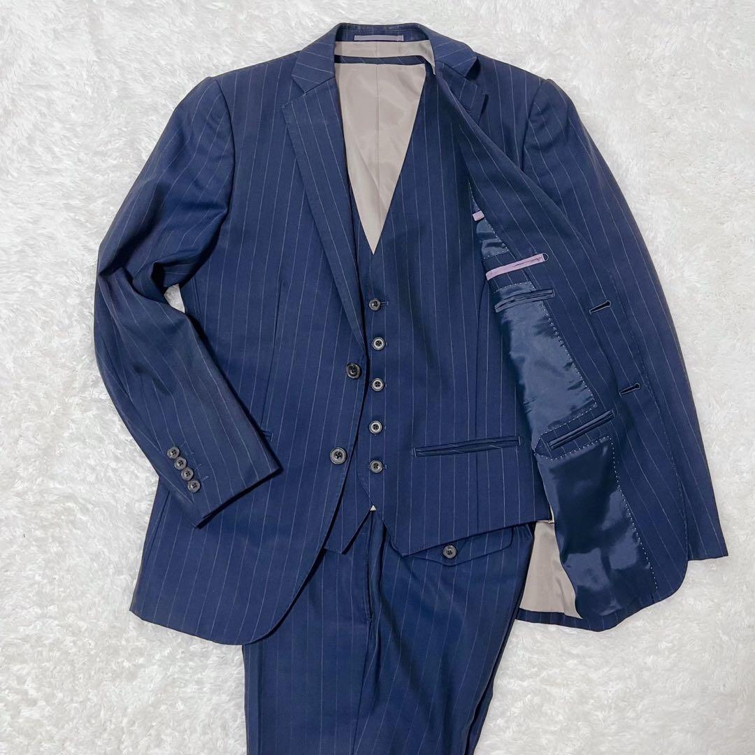 美品 P.S.FA 3ピース セットアップ ネイビー ストライプ