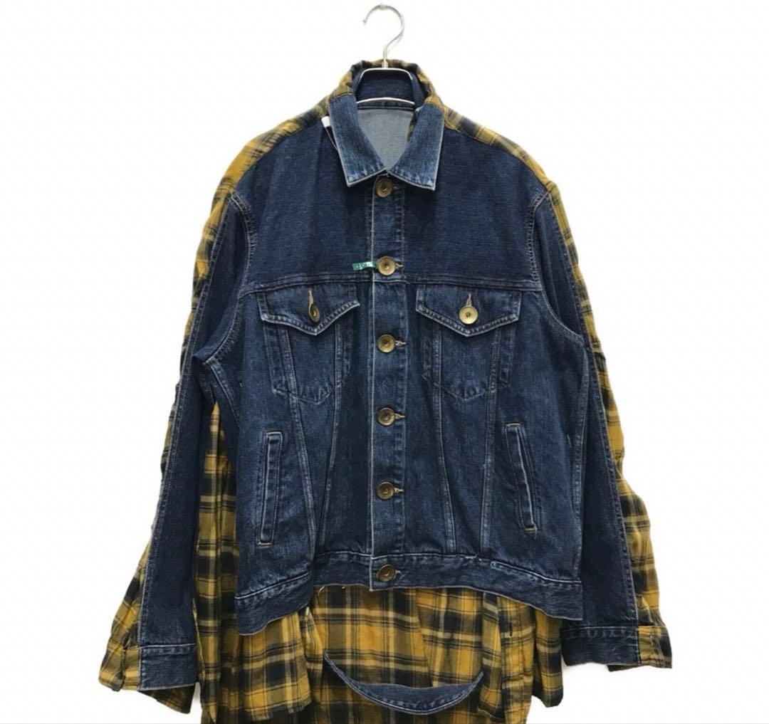 【最終値下げ】チェックシャツドッキングレイヤードデニムジャケット