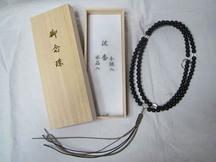 沈香 数珠 香木 純銀 曹洞宗派 水晶