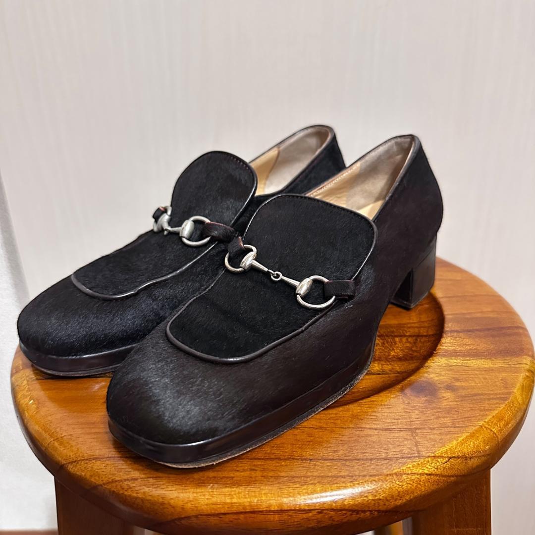 【GUCCI】ハラコ ローファー ブラウン サイズ6 / sh151