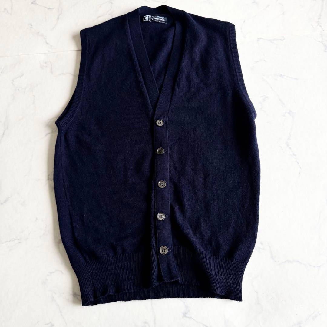 ドルモア カシミヤ100% ニットベスト スコットランド製 紺 Drumohr