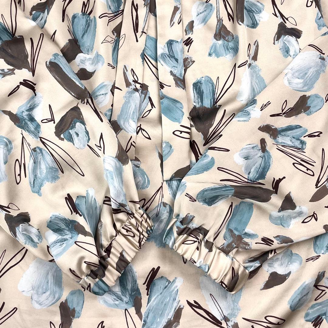 美品 トゥモローランド 近年 ブーゲンビリアプリント ボウタイギャザーブラウス