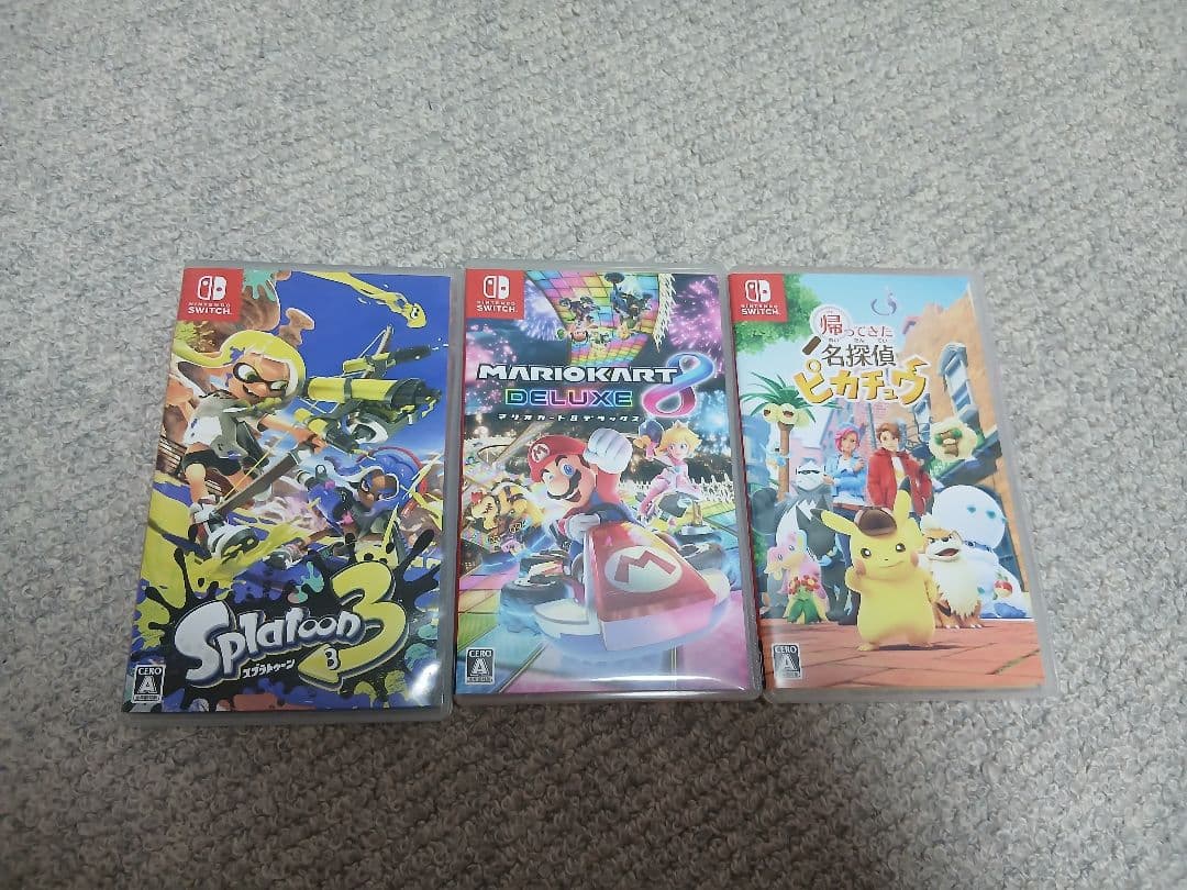 マリオカート8デラックス．スプラトゥーン3．帰ってきた名探偵ピカチュウ． セット