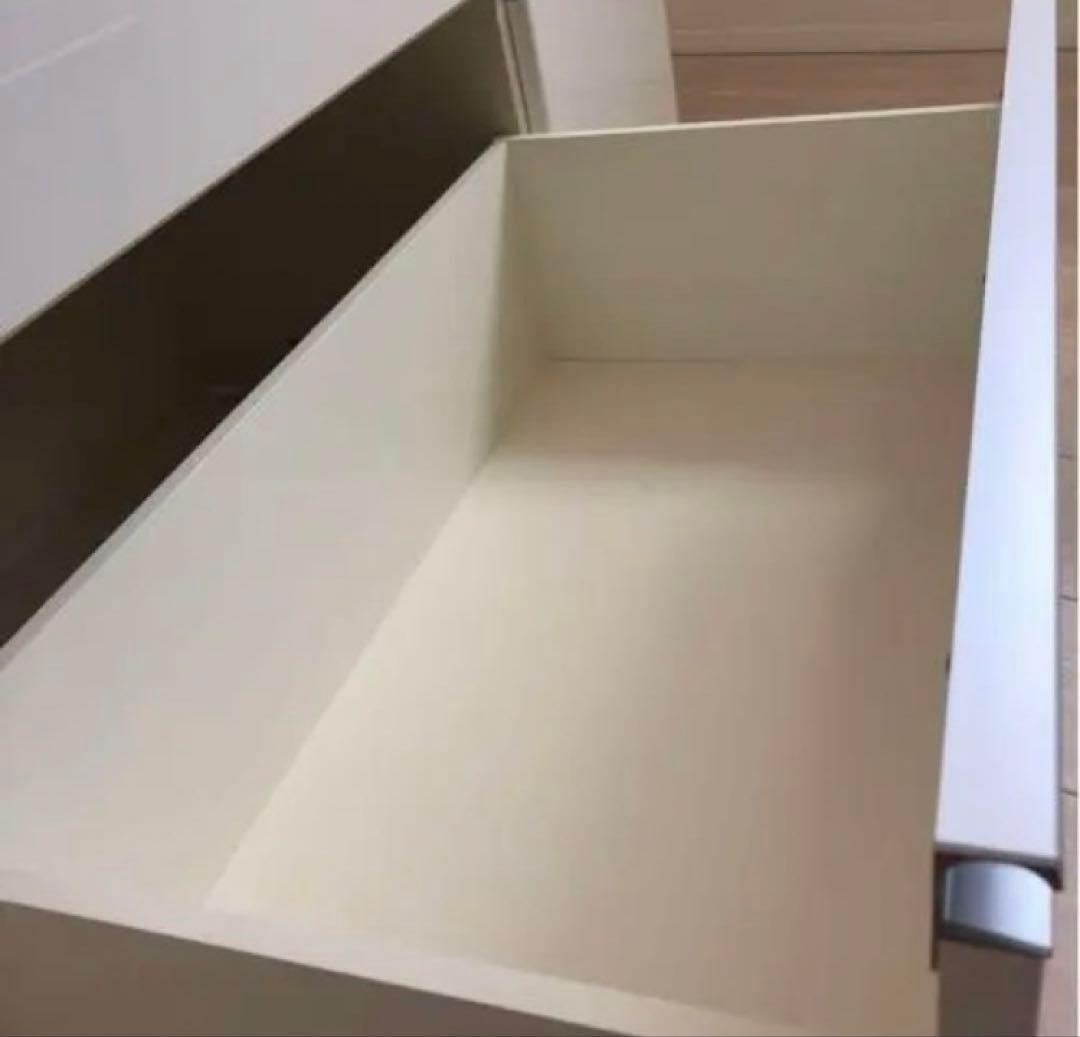 パモウナ　食器棚 キッチンボード ホワイト木製食器棚 3引き出し