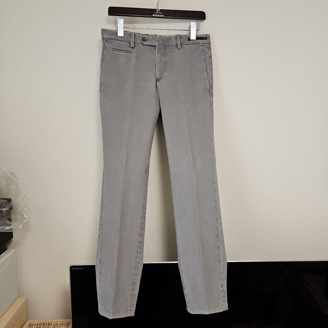 【新品未使用】PT01AWスリムコットンパンツ ライトグレー S46定価約5万円