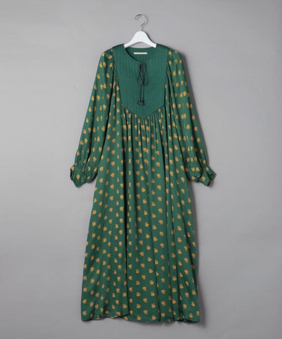 ワンピース MODAL SATIN FLOWER PRINT PANEL DRESS