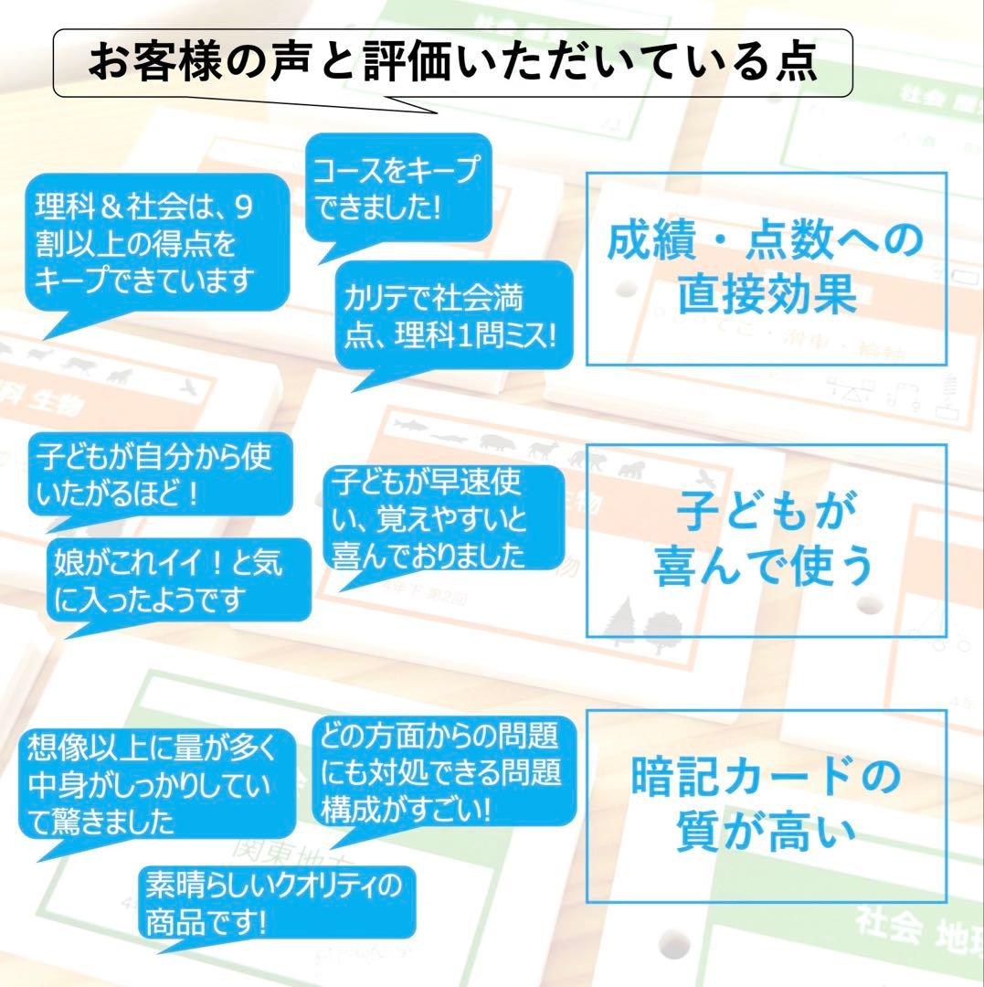 中学受験 暗記カード【5年下 社会・理科1-9回】 予習シリーズ 組み分け対策