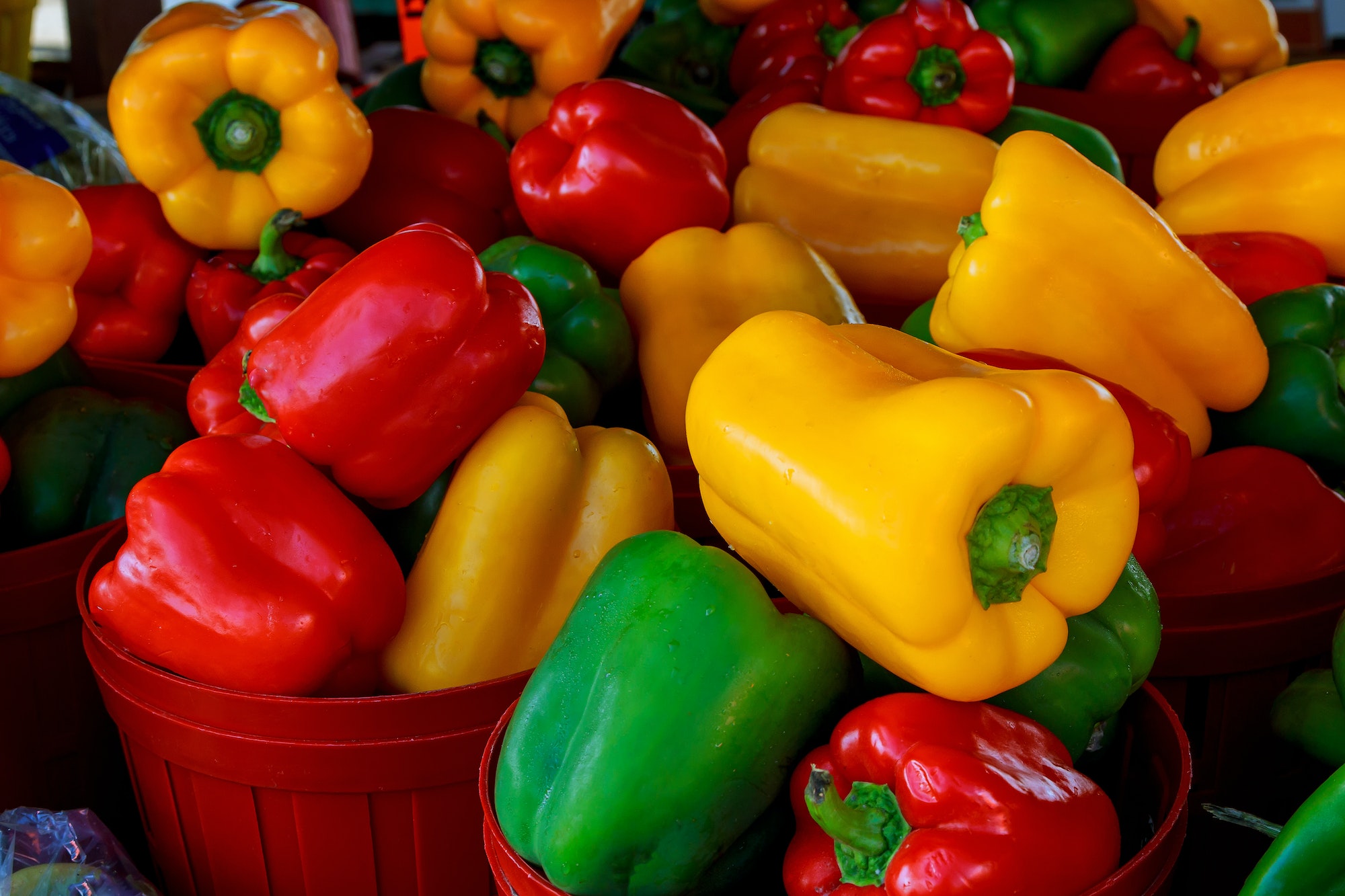 Market with vegetable market pepper